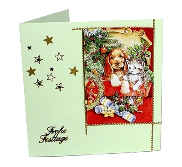 Weihnachtskarte Welpe "Frohe Festtage"