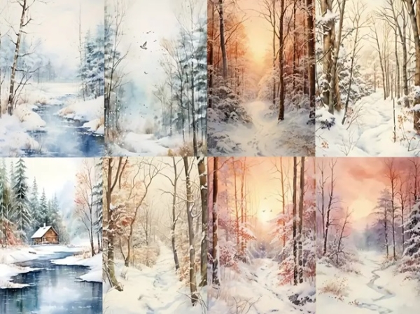 Designpapier Winterlandschaft