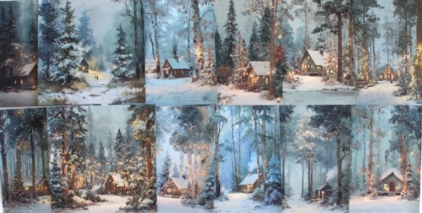 Designpapier Waldhütte im Winter