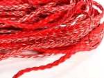 Lederband geflochten 5 mm rot