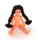 Puppe 8cm mit Zöpfen schwarz