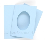 Doppelkarte A5 hellblau mit Ausschnitt oval und Couvert