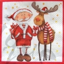 Serviette weihnachtsmann mit elch